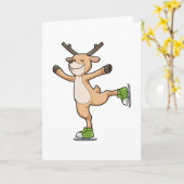 Deer at Ice skating with Ice skates Karte (Gelbe Blume)