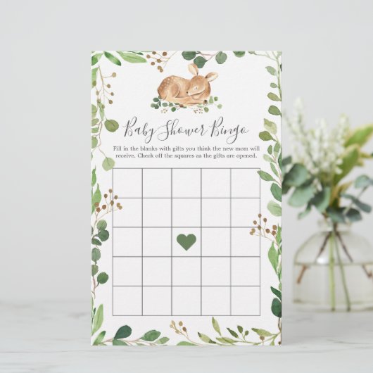 Deer Baby Shower Bingo Game (Stehend Vorderseite)