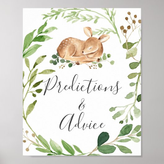 Deer Baby Shower Vorhersagen und Ratschläge Unters Poster (Vorne)