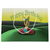 Deer Birthday Große Geschenktüte (Vorderseite)