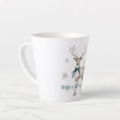 Deer Blue Bow Snowflakes Christmas Milchtasse (Linke Ecke)