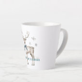 Deer Blue Bow Snowflakes Christmas Milchtasse (Rechte Ecke)