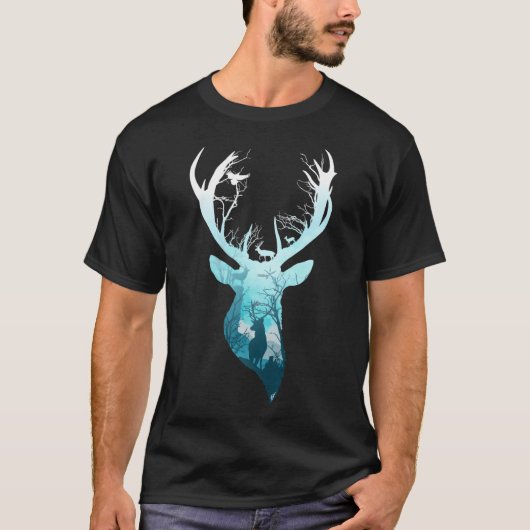 Deer Blue Winter T-Shirt (Vorderseite)