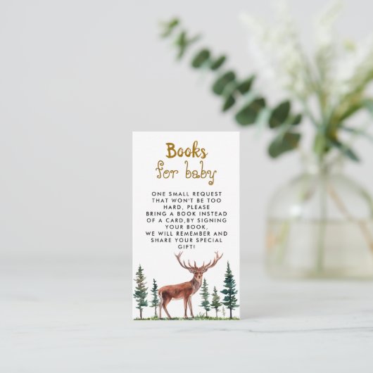 Deer Book Request Baby Shower Enclosure Card Begleitkarte (Stehend Vorderseite)