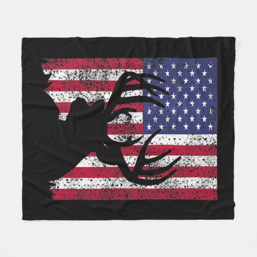 Deer Bow Hunting Tee Whitetail Hunter American Fla Fleecedecke (Vorderseite (Horizontal))