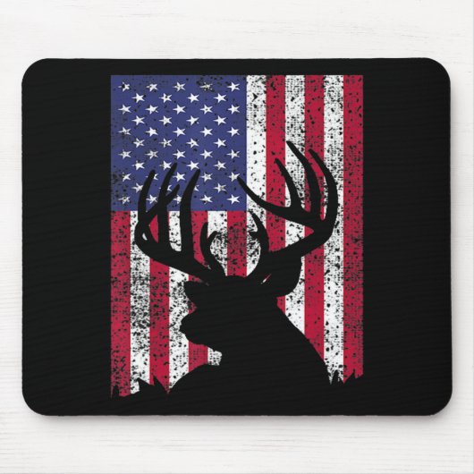Deer Bow Hunting Tee Whitetail Hunter American Fla Mousepad (Vorne)