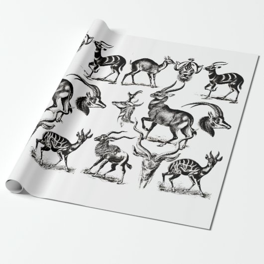 Deer Buck Antelope Animals wildlife Illustrations Geschenkpapier (Ungerollt)
