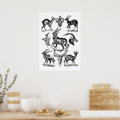 Deer Buck Antelope Animals Wildtiere Illustratione Poster (Küche)