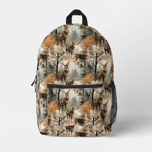 Deer Buck Camouflage Boy's Printed Backpack Bedruckter Rucksack (Vorderseite)
