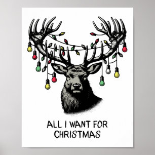 Deer Buck Doe alle Gewollt für Weihnachtsleuchten Poster