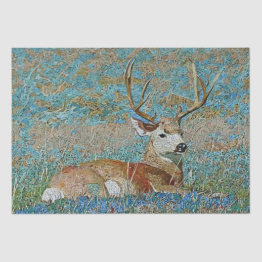 Deer Buck Mosaic Muster Print Decoupage Seidenpapier (Vorderseite)