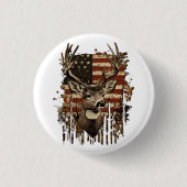 Deer, Buck Season USA Flag Button (Vorderseite)