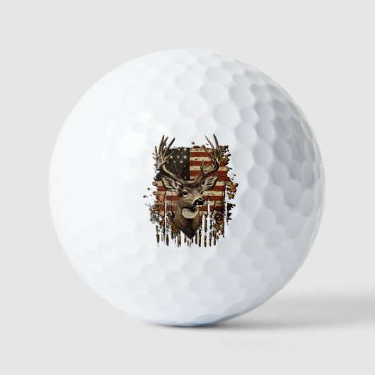 Deer, Buck Season USA Flag Golfball (Vorderseite)