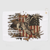 Deer, Buck Season USA Flag Golfhandtuch (Horizontal)