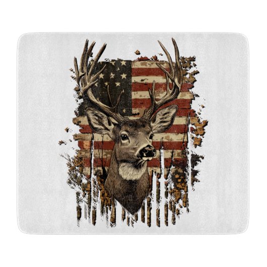Deer, Buck Season USA Flag Schneidebrett (Vorderseite)