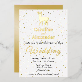 Deer Buck Silhouette & Glittery Gold Confetti Folieneinladung