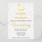 Deer Buck Silhouette & Glittery Gold Confetti Folieneinladung (Vorderseite)