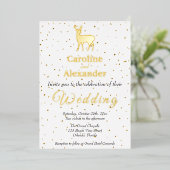 Deer Buck Silhouette & Glittery Gold Confetti Folieneinladung (Stehend vorne)