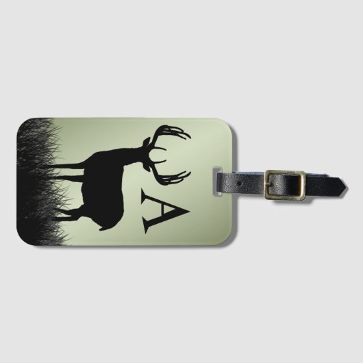 Deer Buck Stag Monogram Gepäckanhänger (Vorderseite (Horizontal))