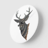 Deer Buck with Intricate Design Runde Wanduhr (Winkel)