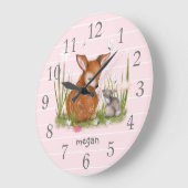 Deer Bunny Butterfly Große Wanduhr (Winkel)