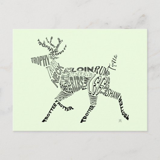 Deer Calligram Postkarte (Vorderseite)