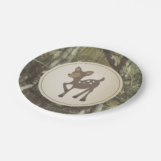 Deer Camouflage Baby Dusche Pappteller (Schrägansicht)