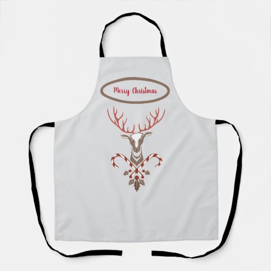 Deer & Candy Cane Weihnachten Schürze (Vorderseite)