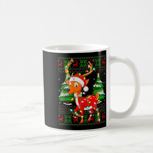 Deer Christmas Lights Santa Costume Ugly Xmas Swea Kaffeetasse (Rechts)