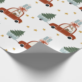 Deer Christmas Tree Illustration Wrapping Paper Geschenkpapier