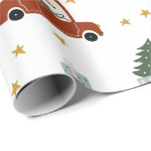 Deer Christmas Tree Illustration Wrapping Paper Geschenkpapier (Rolleneckpunkt)
