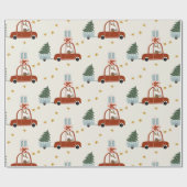 Deer Christmas Tree Illustration Wrapping Paper Geschenkpapier (Flach)