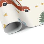 Deer Christmas Tree Illustration Wrapping Paper Geschenkpapier (Rolleneckpunkt)