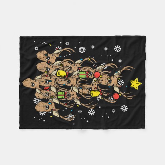 Deer Christmas Tree Xmas Hunting Hunt Men Dad Men Fleecedecke (Vorderseite (Horizontal))