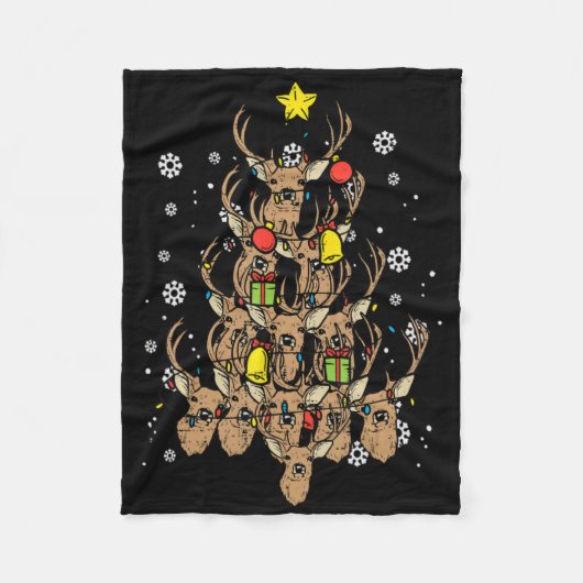 Deer Christmas Tree Xmas Hunting Hunt Men Dad Men Fleecedecke (Vorderseite)
