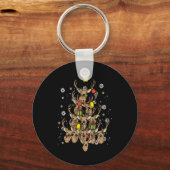 Deer Christmas Tree Xmas Hunting Hunt Men Dad Men Schlüsselanhänger (Vorderseite)