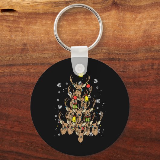 Deer Christmas Tree Xmas Hunting Hunt Men Dad Men Schlüsselanhänger (Vorderseite)