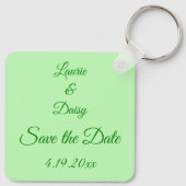 Deer Couple and Daisy Heart Custom Save the Date K Schlüsselanhänger (Rückseite)