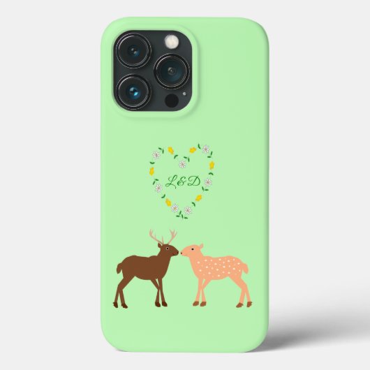 Deer Couple und Daisy Heart Custom Case-Mate iPhone Hülle (Rückseite)