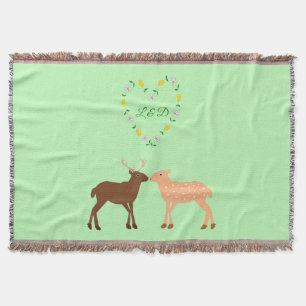 Deer Couple und Daisy Heart Custom Decke