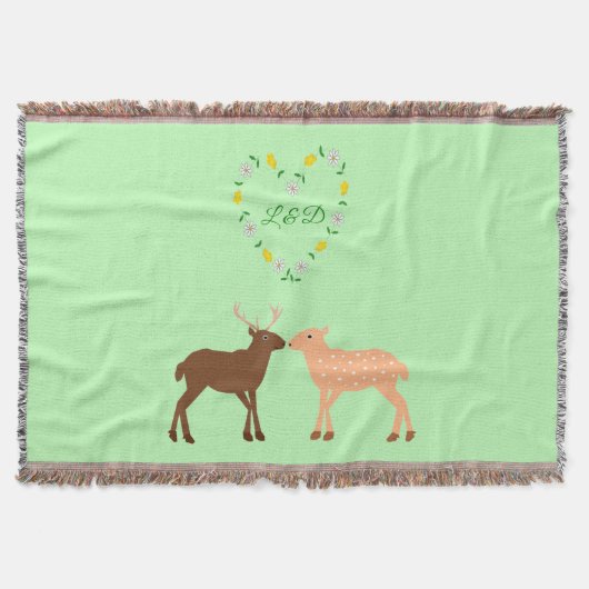 Deer Couple und Daisy Heart Custom Decke (Vorderseite)