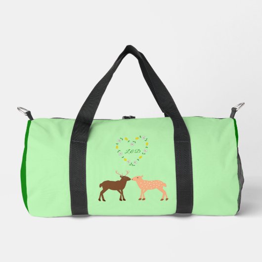 Deer Couple und Daisy Heart Custom Duffle Bag (Vorderseite)