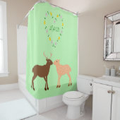 Deer Couple und Daisy Heart Custom Duschvorhang (Beispiel)