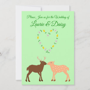 Deer Couple und Daisy Heart Custom Einladung