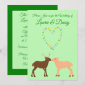 Deer Couple und Daisy Heart Custom Einladung (Vorne/Hinten)
