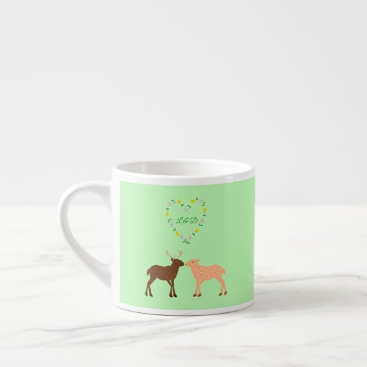 Deer Couple und Daisy Heart Custom Espressotasse (Links)