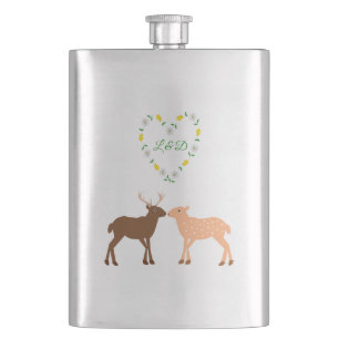 Deer Couple und Daisy Heart Custom Flachmann