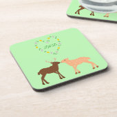 Deer Couple und Daisy Heart Custom Getränkeuntersetzer (Linke Seite)