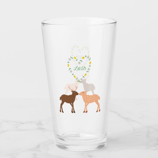 Deer Couple und Daisy Heart Custom Glas (Rückseite)