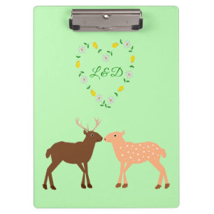 Deer Couple und Daisy Heart Custom Klemmbrett